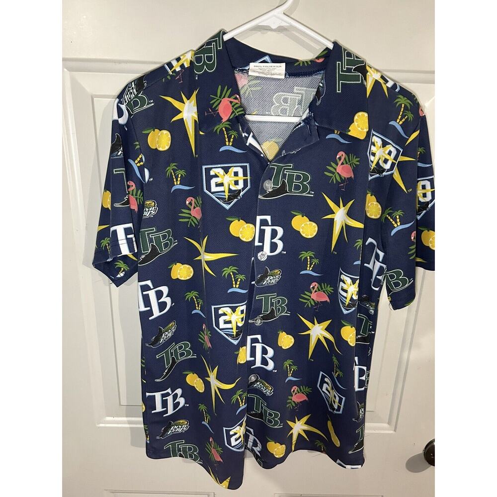 Tampa Bay Devil Rays Shirt Adult Medium Hawaiian MLB 20th Anniversary Giveaway